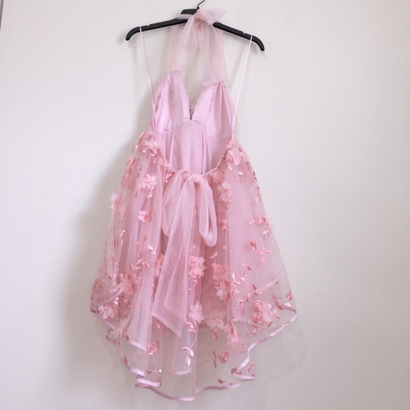 The Vintage Shop Pink Spring Bloom Embellished Floral Tied Shoulder Mini Dress - Picture 4 of 16